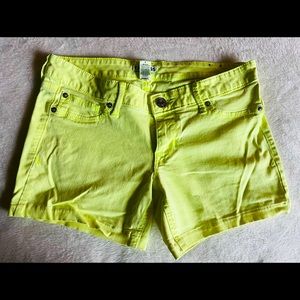 Express jeans shorts size 8 green neon